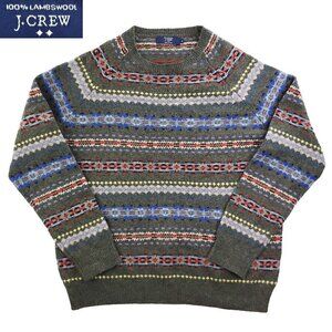 J. Crew Fair Isle Sweater 100% Lambswool Soft Multicolor Men's XL